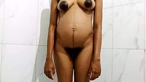 Pregnant Cute Girl Bathing And Needing Big Cock For Her Pussy.