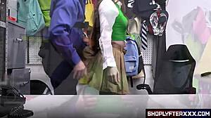 The sexy thief steals a sex toy and gets a cock in her juicy pussy.