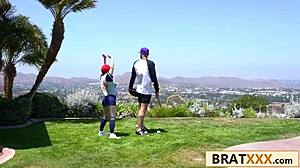 Petite rookie baseball babe pounded by her horny coach