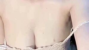 glassed vietnamese girl masturbates