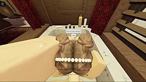 Brunette's Fat Ass Sucks and Fucks in Bathtub