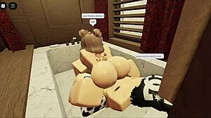 Brunette's Fat Ass Sucks and Fucks in Bathtub