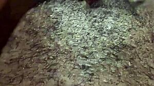 Black amateur engages in solo pussy play with masturbation, reaching wet orgasm