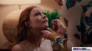 Want to see redhead's nipples pulled and facesitted by busty milf?