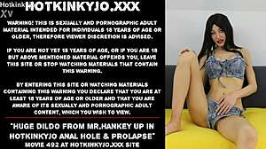Hotkinkyjo takes extreme huge dildo in anal hole