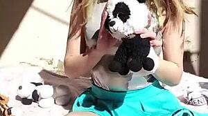 Bonneyuwu Feels Pleasure Masturbating with Stuffed Animals in the Sun