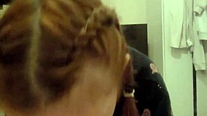 red head roomate just took my dick and make a blowjob i just cum in her mouth she spit it on my dick