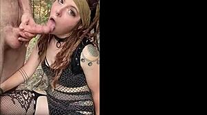 drooling with intense passion over big dick in festival outfit