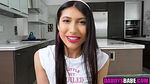 stepdaughter convinces him for doggystyle sex in pov