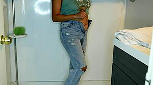 Latina Wets Pants, Strips Panties, and Showers Messily