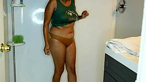 Latina Wets Pants, Strips Panties, and Showers Messily