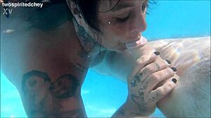 Holiday threesome in the pool with big cocks and wet pussies.