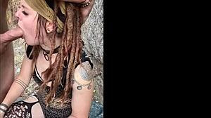 drooling with intense passion over big dick in festival outfit