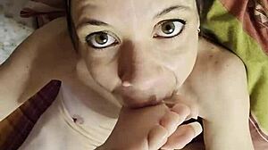 petite foot beauty sucking cock and toes at the same time