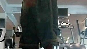 The 21-year-old athlete works out in the gym.