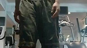 The 21-year-old athlete works out in the gym.