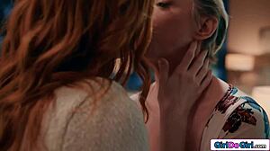 Want to see redhead's nipples pulled and facesitted by busty milf?