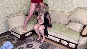 milf with big tits sucked a candy and framed her ass for photo