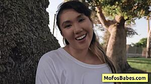 Does This Hot Asian Teen Dare Reveal Her Big Boobs Outdoors?