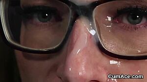 Horny Stunner Gets Jizz Shot On Face While Sucking Cum
