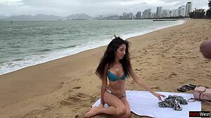 Hottie lets me cum on her tits in public flashing