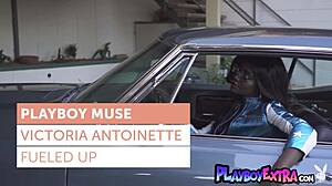 Ebony teen 18+ victoria antoinette revealing her dark pussy at the backseat 😏