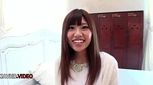 Chisa Hoshino's shaved pussy gets hardcore fingering action & blowjob delights