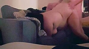 Wife Returns Home and Enjoys Relaxing in the Living Room