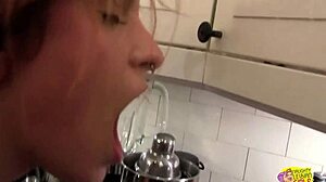 Inked Brunette Girlfriends Explore First Lesbian Kitchen Encounter