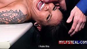 The milf lingerie thief, caught red-handed, pays with her pussy