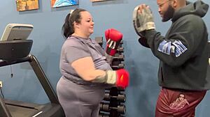 Bbw Sucks Her Fitness Instructor's Monster Cock In Gym