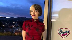 The young naughty girl craves double penetration with two men