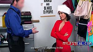 The milf lingerie thief, caught red-handed, pays with her pussy