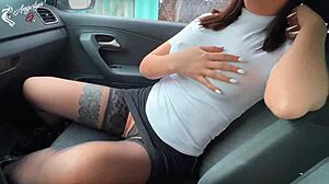 my bosss wife wants to suck my dick in the car big tits