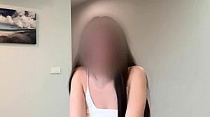 Cute Asian Teen's Beautiful Pussy Gets Sperm on Belly!