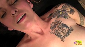 Inked Brunette Girlfriends Explore First Lesbian Kitchen Encounter