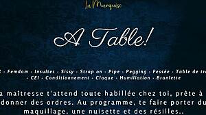 Hey, listen to this french audio femdom milking table sissy cei at the desk