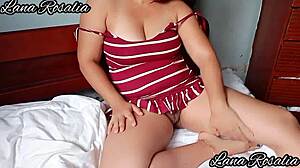 Sexy gordibuena latina touching her big tits and vagina