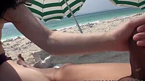 Hina Maeda basks in the sun at the beach. She gets a lovely tan with friends.