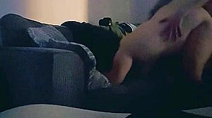 Wife Returns Home and Enjoys Relaxing in the Living Room