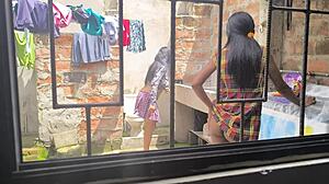 housewives make homemade porn after laundry, they're hot sluts