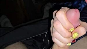 Why does this blonde dirty talking wife jerk off slowly?