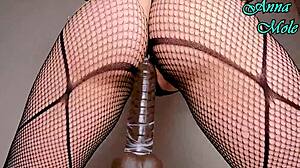 i cream on my ass as a pawg in stockings riding that big ribbed dildo juicy