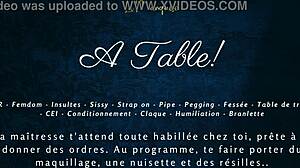 Hey, listen to this french audio femdom milking table sissy cei at the desk