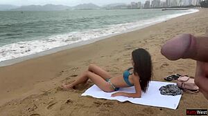 Hottie lets me cum on her tits in public flashing