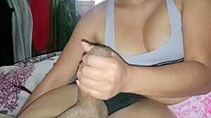 My stepbrother's masturbator shows his cock and asks for a handjob when alone