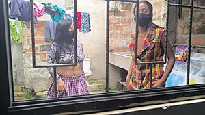 housewives make homemade porn after laundry, they're hot sluts