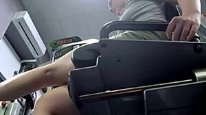 Teen squirts intensely in gym