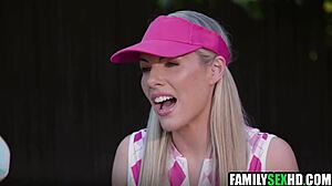 During a pickleball game, the step family engages in a taboo foursome sex session