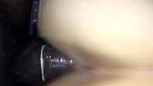 Bent over doggystyle interracial fucking with big black cock for chubby girlfriend in pink panties